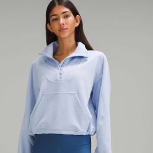 Lululemon Brushed Softstreme Ribbed Half Zip - Size 8 - Blue Linen